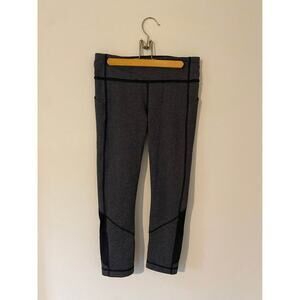 Lululemon Crop Herringbone Black Heathered Gray Leggings Tight Run 8